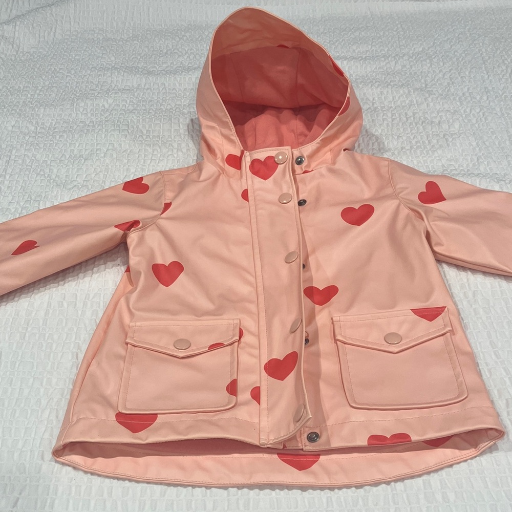 Rise Little Earthling Pink Heart Raincoat for Kids
